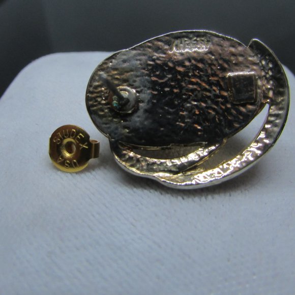 Vintage 80s Pearl Dome Stud Earrings – Gold Tone Statement Studs - Picture 4 of 4